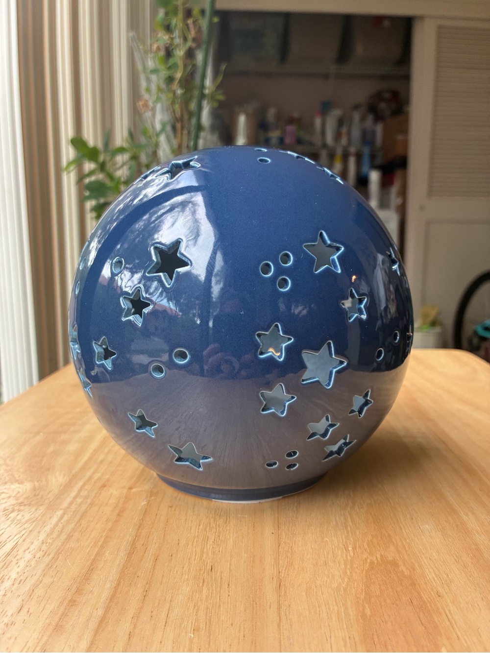 🌟Ceramic Star Projector Accent Lamp Navy Blue Celestial Night Light Globe 💫 - Picture 2 of 11